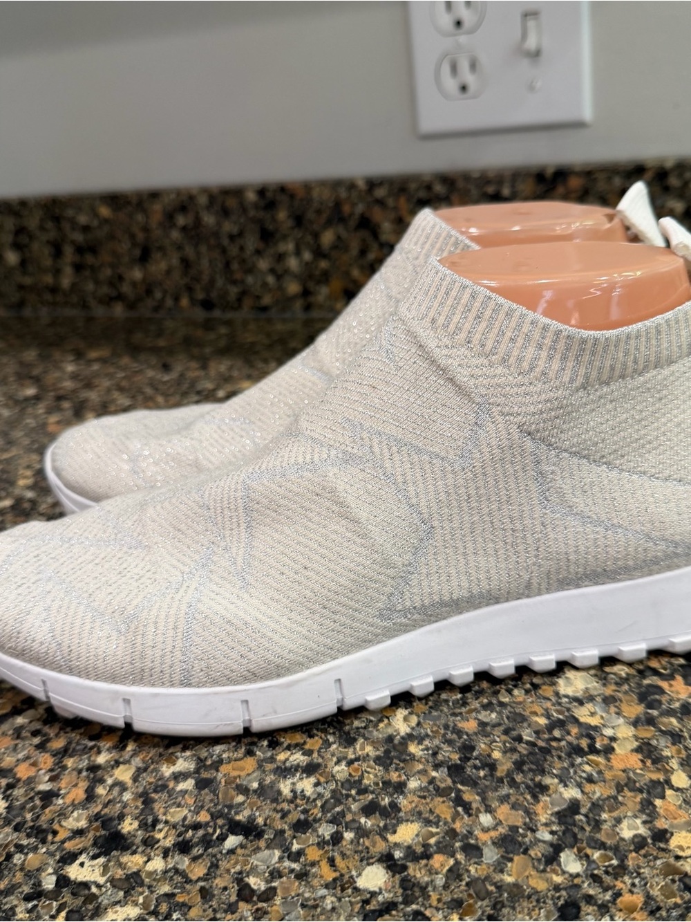 Jimmy Choo white Knit Slip-On Sneakers size 38